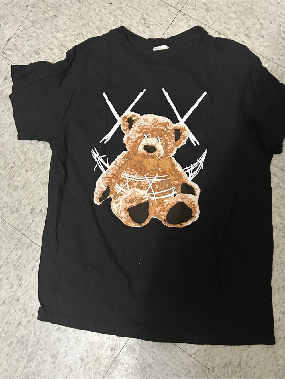 Urban Planet Black Tee with Brown Teddy Graphic